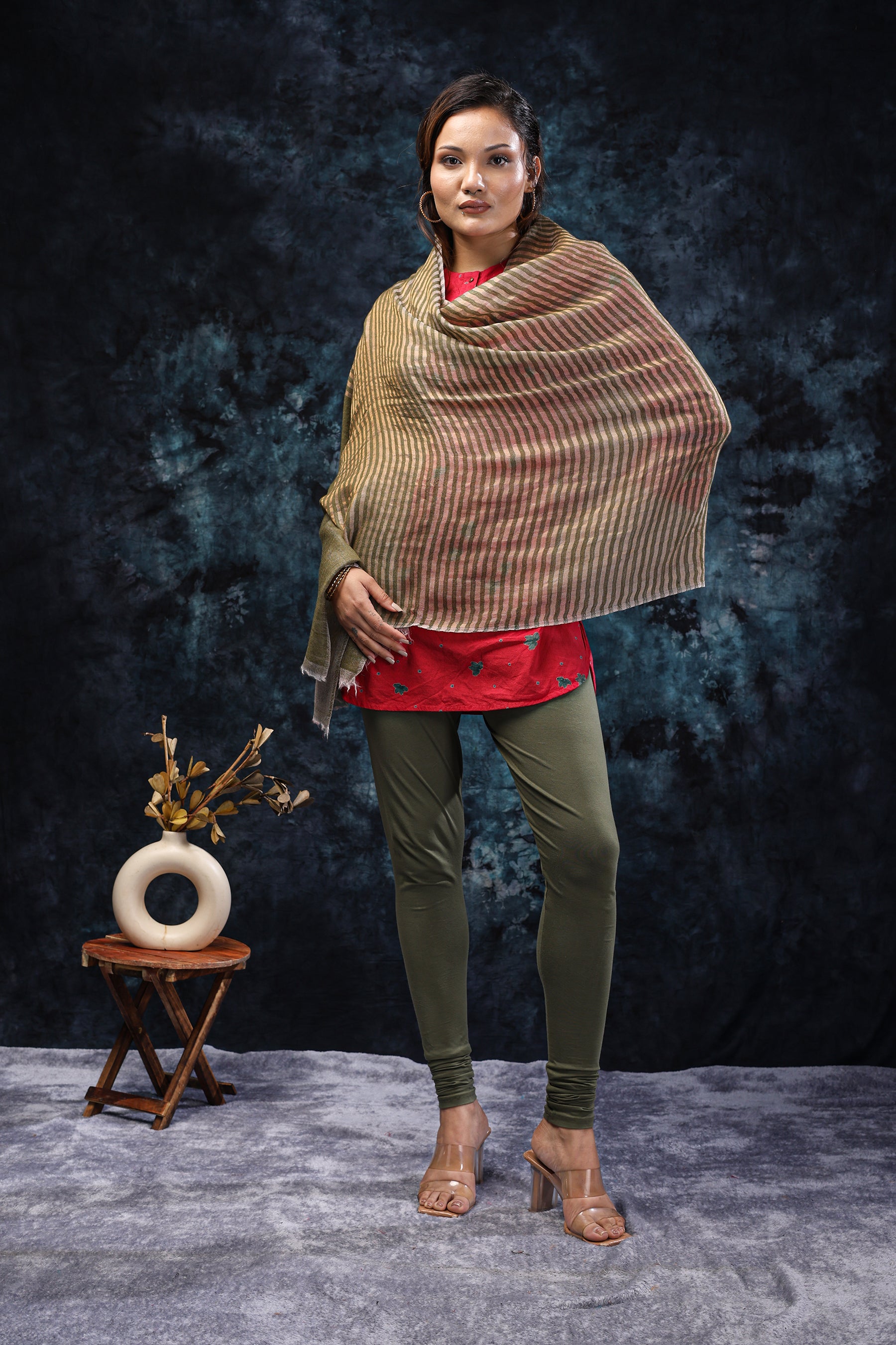 Moonlight Zari - Trending green stole with zari stripes